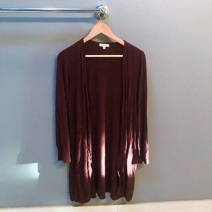MAX STUDIO Long Light Cardigan Burgundy GUC | XS